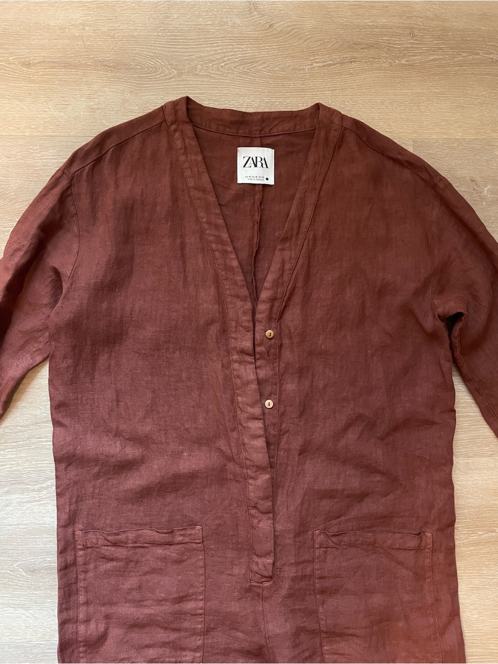 ZARA Long Sleeve Linen Jumpsuit